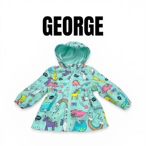 GEORGE Kids Mint Spring Jacket - Dinosaurs, Unicorns & Rainbows